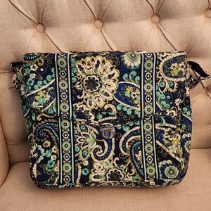 Like New Vera Bradley Blue and Green Messenger Bag